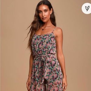 Lulus Flow With Me Black Floral Print Wide-Leg Jumpsuit